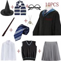 Academy Slytherin Ravenclaw Cloak Adult and Children Party Performance Costume Robe Short Skirt Shirt Tie Gift for Men and Women