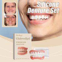 Full Denture Fake Teeth User Friendly Natural Safe Silicone Upper & Lower Veneers Perfect Laugh Veneers Dentures Paste Fake Teet