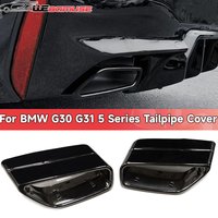 1 Pair Stainless Steel Exhaust Nozzle Tailpipe Cover For BMW 5 Series G30 G31 525 530 528 Original Square Tailpipe Black Cover