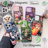 Anime O-Ones Pieces Cool Magnetic Case for IPhone 11 12 13 14 15 16 17 Air Pro Max Plus Soft Silver Plated Anti Fall Back Cover