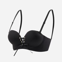 Sekushī Na Cute Pink Check Pattern Bra for Petite Bust A Size Push Up Lightweight Seamless Backless Women’s Top BANERDANNI っぽい