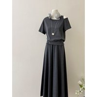 Fashionable Korean Style High Waist Short Sleeve T-Shirt And Skirt Two-Piece Set Versatile Summer Outfit for Young Women