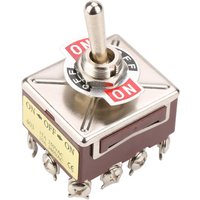 3 Position Toggle Switch 4PDT 15A/250VAC 10A/380VAC Rocker Switch 12 Pin 12mm Mini Size ON/OFF/ON Toggle Industrial Use