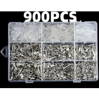900pcs Insulated Spade Terminal Kit Electrical Crimp Connectors 2.8/4.8/6.3mm with Insulation Sleeves