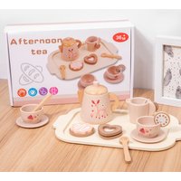 Children's Wooden Simulation Afternoon Tea Dessert Teapot Tableware Kitchen Tea Set Set Baby Puzzle Play Toy
