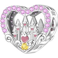 MISEFF S925 Sterling Silver Bead Shiny Zirconia Heart-Shaped Castle Beads For Bracelet DIY Jewelry Making Women Gift