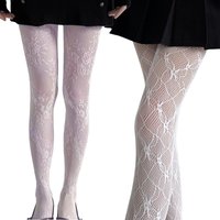 Wedding White Stockings Bridal Tights Floral Nylon Fishnet Tights White Lace Cut-out Mesh Pantyhose for Women Y2K Plus Size