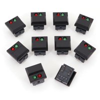 10Pcs Honyone PB86-B2 Black Large Cap Red and Green LED Momentary 8-Pin Stage Control Push Button