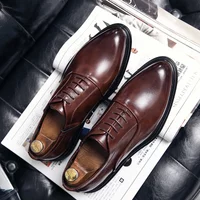 Business Formal Leather Shoes Men's Casual with Suit Low Top Solid Wedding Shoes Color Fashion Oxford Shoes Pointed Office