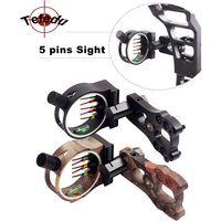 5 Pin Bow Sight 0.029" Fiber Compound Bow Sights with LED Sight Light for Compound Bows Archery Hunting