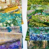 Van Gogh Monet Oil Painting Print 100% Cotton Plain Weave Fabric Retro European Style DIY Handmade Sewing Tablecloth Material