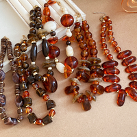 Vintage Maillard Acrylic Large Irregular Beads Choker Necklace for Women Geometric Round Beaded Necklace Autumn Winter Jewelry