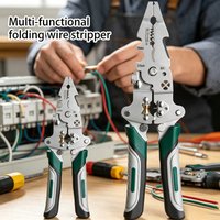 Multi-Function Foldable Electrician Tool with Pulley Design, Combines Wire Stripper, Splitter, Winding & Crimping Pliers