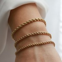 Vnox Charmant Flash Corde Torsadée Chaîne bracelet femme bracelet femme acier inoxydable de luxe Bijoux Longueur Réglable