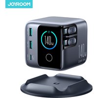 Joyroom 140W GaN Desktop Charger With Retractable Cables USB C & USB A Smart Display Fast Charger For Phones,Laptops,Tablets