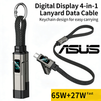 ASUS 65W 4 in 1 Digital Display Super Fast Charging Keychain Data Cable Intelligent Digital Display Short Wire for iphone