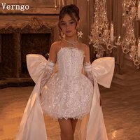 Verngo Luxury Lace Mini Girl Birthday Party Dress Strapless Bow Princess Kid Prom Dress Child Ceremony Girl Dress Customized
