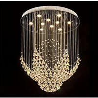 Large Crystal Chandelier Round Diamond Led Pendant Light Design For Living Room Lustre Hotel Home Decor Accessories Hanging Lamp