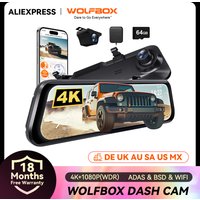 WOLFBOX G850 PRO 4K WIFI Mirror Dash Cam with ADAS and BSD 5.8GHz WiFi Voice Control Car DVR Rearview Mirror 12inch image 4