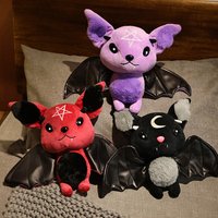 Cute Bat Plush Toy Stuffed Animal with Soft Fluffy Body Big Ears Terrifying Atmosphere Bat Toy Halloween Gift for Kids