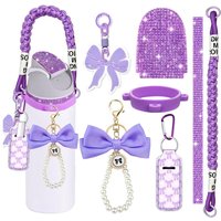 Accessories Bundle for Owala 24 oz 32 oz 40 oz Tumblers – Handle Strap, Silicone Ring, Charms & Stickers for Owala Tumbler, Free