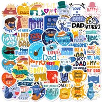 10/50PCS Text Father's Day Creative Thanksgiving Father's Day Birthday Greeting Card Decorative Waterproof Sticker