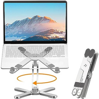 Laptop Stand with 360 Rotating Base, Computer Notebook Laptop Riser Metal Holder for Desk Collaborative Work, Fits All MacBook