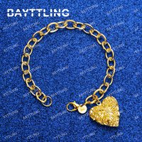 Luxury 925 Sterling Silver 18K Gold 8 Inches Heart Photo Frame Bracelet For Women Fashion Charm Wedding Gift Jewelry