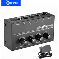 Headphone Amplifier Ultra-Compact Stereo Mini Audio Amplifier AMP 4 Channels Home Amplifier 6.35mm Jack with Power Adapter