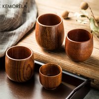 2PCS KEMORELA Japanese Tea Cup, Wooden Water Cup, Drinking Cups, Summer Winter Drinkware, Home Kitchen Items, 5.7OZ/170ML