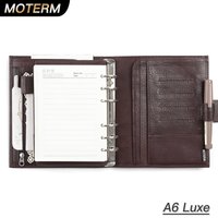 Moterm A6 Size Luxe Rings Planner Full Grain Vegetable Tanned Leather Notebook with 30 MM Rings Binder Diary Agenda Organizer