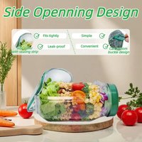 Leakproof Salad Box Portable Breakfast Fruit Storage Box Plastic Salad Container with Side-opening Cover For Picnic Home Office