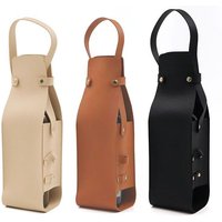 Wine Gift Bag, Reusable Leather Wine Tote Carrier, Double Layer Champagne Beer Gift Bags Carrier, for Birthday Bridal Showers
