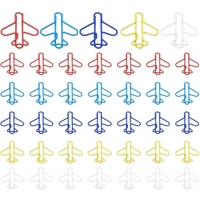 50pcs Multicolor Assorted Airplane Metal Paper Clips Clamps Bookmarks Office Stationery Crafts Supplies School Office Stationery