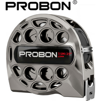 PROBON Cool Grey Tape Measure - Waterproof, Dual Metric/Imperial, High Precision, Wear-Resistant, with Clip & Carabine