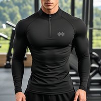 Men Compression Long Sleeve Sports Polo Shirts Running T-Shirts Trainning & Exercise Tshirt Gym Fitness Quick Drying Sportswear