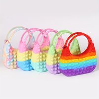 1PC Rainbow Pop It Fidget Handbag Silicone Push Bubble Sensory Toy Crossbody Bag for Kids Girls Stress Relief