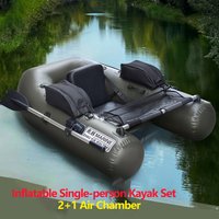 Inflatable Single-person Kayak Set Lure Fishing Canoeing Water Fishing Craft Folding PVC Rubber Dinghy Leisure Inflatable Boat