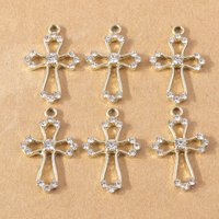 10pcs Crystal Cross Charms Jesus Religious Pendant Charm for Jewelry Making Earrings Necklaces Accessories DIY Supplies
