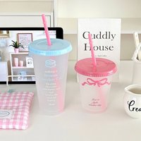 Kawaii 470/700ml Straw Cup Reusable with Lid Water Bottle BPA Free Plastic Drinking Bottles Juice