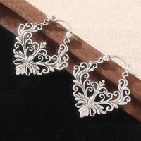 Vintage Court-Style Silver Color Hollow Pendant Earrings For Women Ethnic Gothic Drop Earrings Party Jewelry Irregular Carving