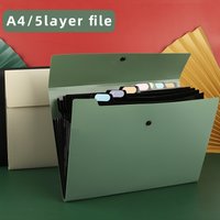 Recently Popular A4 Horizontal Folder Multi-layer Student Storage Bag 5 Layers Test Paper Press Button Large Capacity