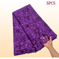 LACE French Lace Fabrics 5 Yards Tulle Lace Embroidery Fabrics With Sequins 2025 Latest African Lace For Nigerian Party