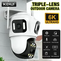 KERUI Icsee 6K WIFI IP Outdoor PTZ Home Security Camera Triple Lens CCTV Video Surveillance with Triple Screens