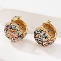 Luxury Fully Inlaid Rainbow Zircon Dangle Earrings Women's Ball Shape Shining Earrings Elegant Temperament Jewelry Gifts