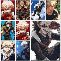 My H-Hero Academia B-Bakugo Katsuk Poster High-definition Art Sticker Self Adhesive Waterproof Home Decoration