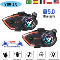 Y80 2X Moto Casque Interphone Bluetooth V5.3 Mains Libres Appel Sans Fil Réduction Du Bruit Étanche 1000M Interphone
