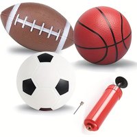 3 PCS 6-Inch Diameter Soccer Basketball Football Add an air pump For Sport Ball Set For Fun Outdoors And Backyard Play