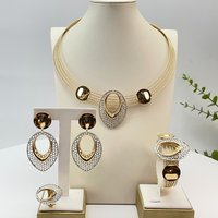 Brazilian Simple Style Big Bold Necklace Luxury Quality African Bride Jewelry Set For Women Party Gifts FHK29473