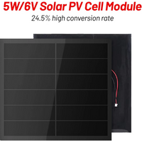 Mini Solar Panel 5W 6V Photovoltaic Module Glass Solar Panel Outdoor DIY Solar Charging Panel with Wire for Battery Charger